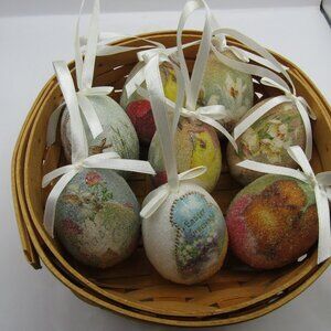 Eight Vintage Sugar Easter Egg Ornaments